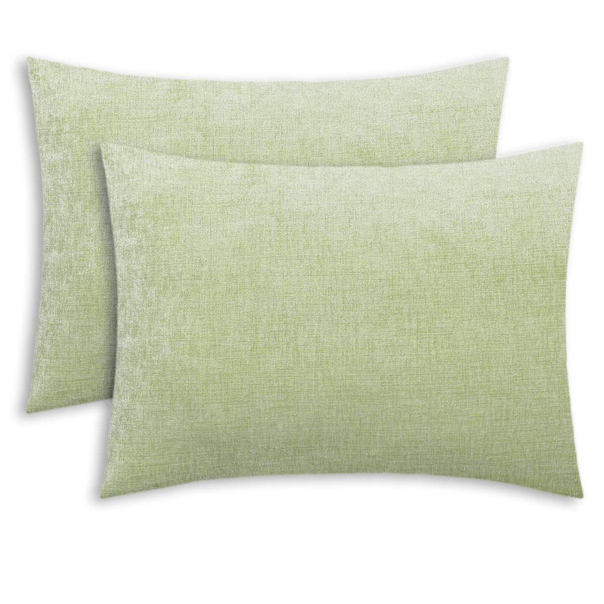 Calitime Pack Of 2 Cozy Standard Pillow Shams Cases For Bed Bedding Decoration Solid Dyed Soft Chenille 20 X 26 Inches Sage