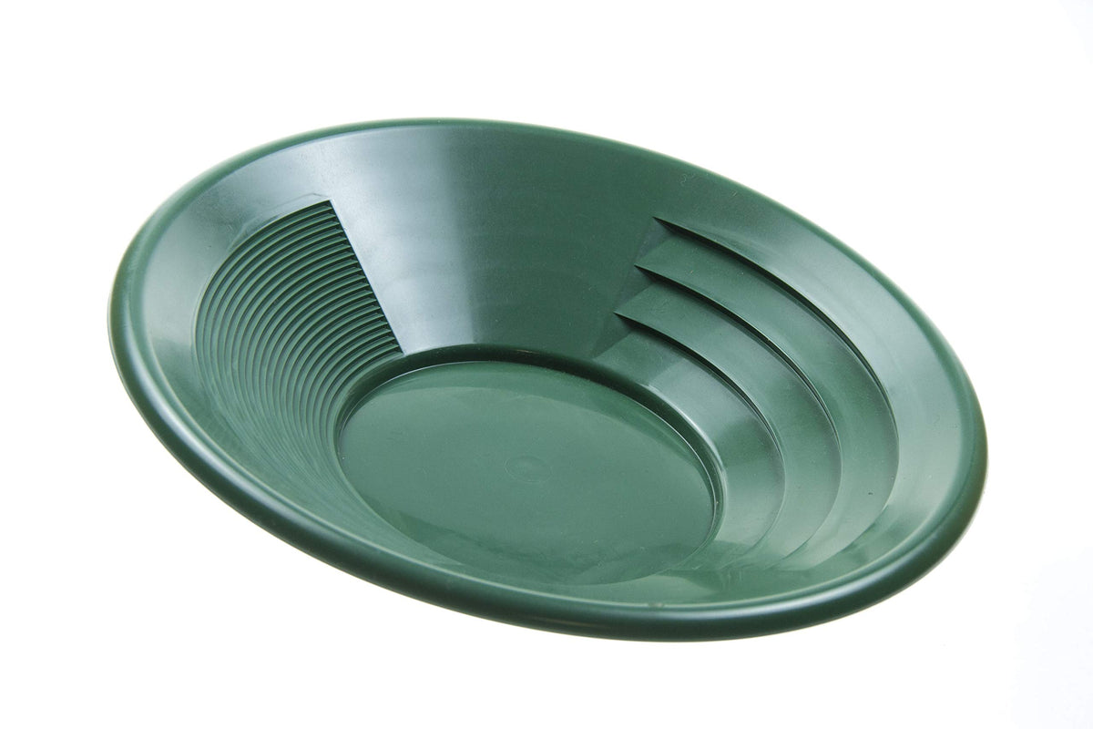 Se 14 Inch Gold Panning Pan - Dual Riffles For Easier Mining And Prospecting, Green