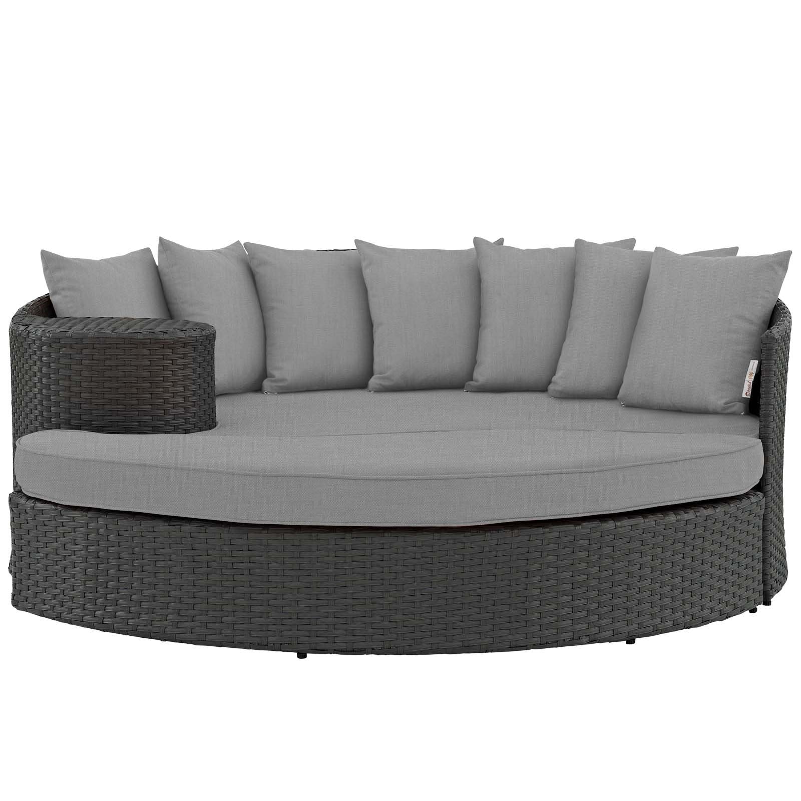 Modway Sojourn Wicker Rattan Outdoor Patio Sunbrella Fabric Daybed in Canvas Gray