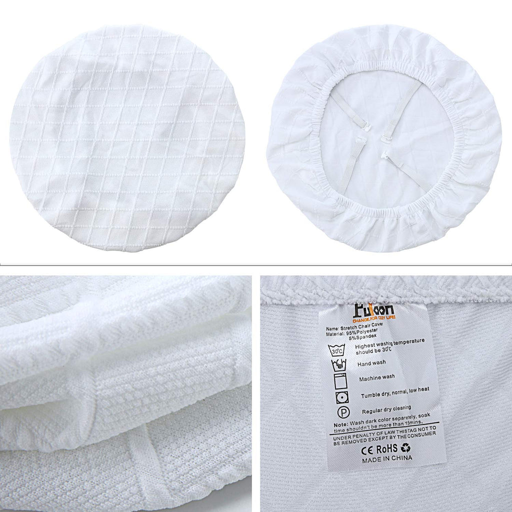 Fuloon Stretch Jacquard Chair Seat Covers Set Of 4, Removable Washable Dining Chair Covers Anti-Dust Dining Room Chair Covers Seat Cushion Slipcovers (4, White)