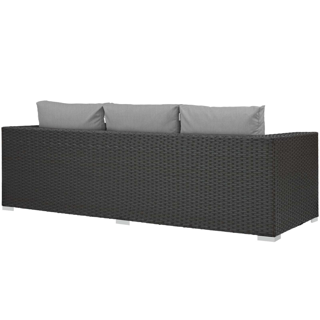Modway EEI-1860 Sojourn Wicker Rattan Outdoor Patio Sunbrella Fabric Sofa in Canvas Gray