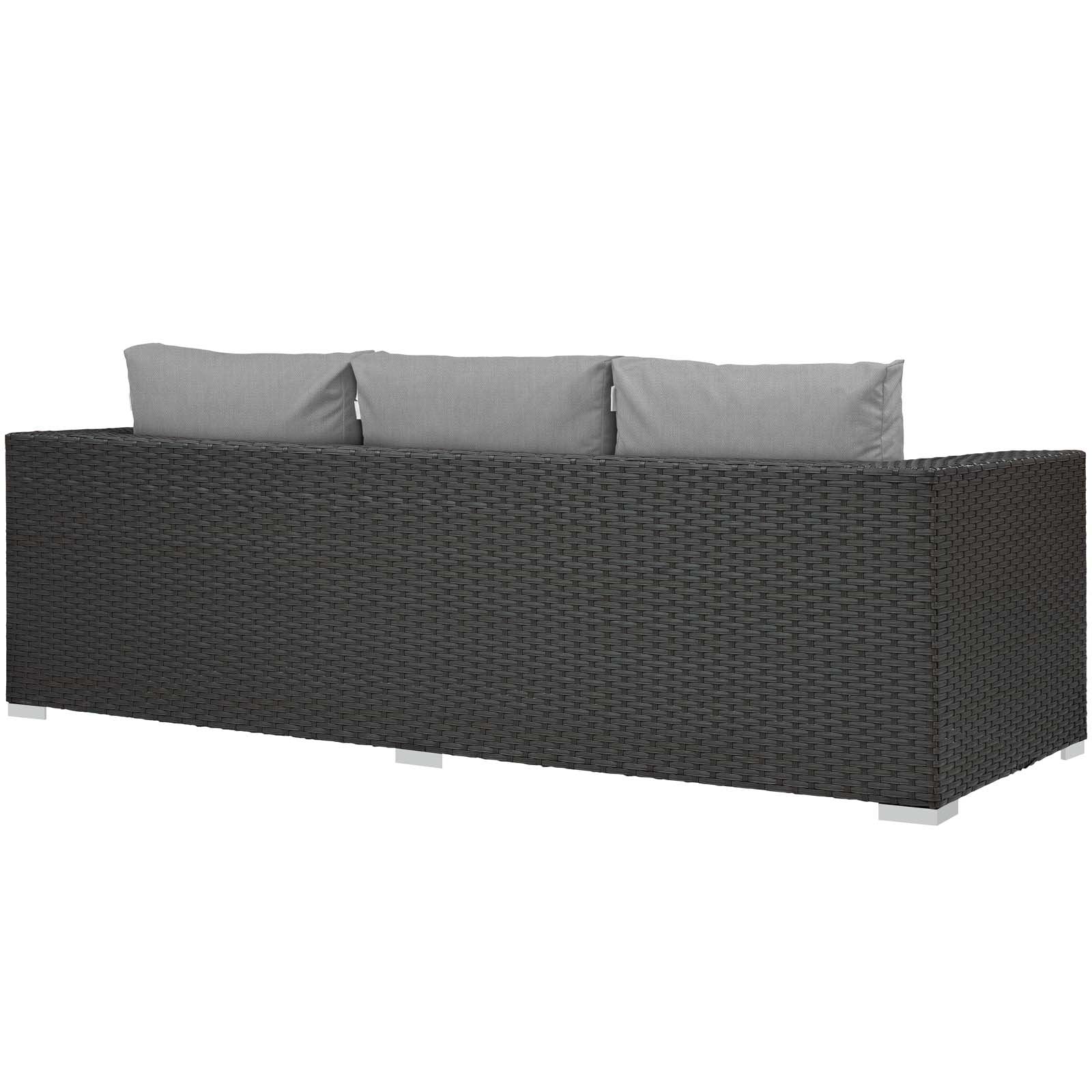 Modway EEI-1860 Sojourn Wicker Rattan Outdoor Patio Sunbrella Fabric Sofa in Canvas Gray