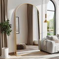 Beauty4U Arched Full Length Mirror, Standing or Leaning, Bedroom Dressing Mirror with Gold Aluminum Alloy Frame, 65  x 24 
