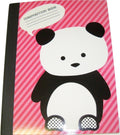 Studio C Carolina Pad Wide Ruled Composition Book ~ The Hair Of The Dog Collection (Panda On Pink Stripes; 7.5 ' X 9.75 '; 100