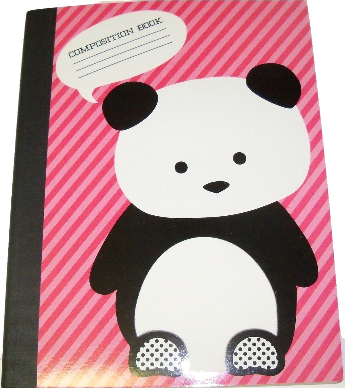 Studio C Carolina Pad Wide Ruled Composition Book ~ The Hair Of The Dog Collection (Panda On Pink Stripes; 7.5 ' X 9.75 '; 100