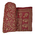 SVT Traditional Famous Rajasthani Print Jaipuri Beautiful Floral Print in Multi mahroon in Gold Print Jaipuri Rajai/Razai/Quilt