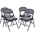 Giantex 4-Pack Folding Chairs, Fabric Dining Chair Set With Metal Frame, Padded Seat And Back, Non-Slip Foot Pads, Foldable Even