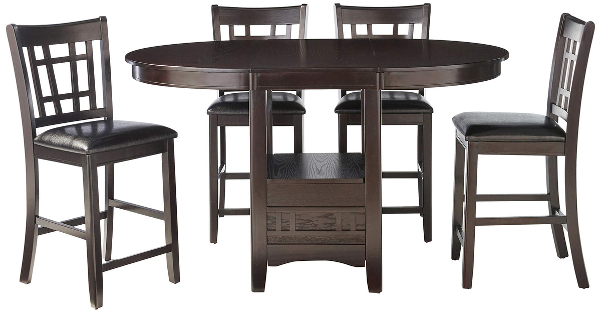 Coaster Furniture Lavon 5-Piece Storage Counter Table Dining Set Espresso And Black 102888-S5