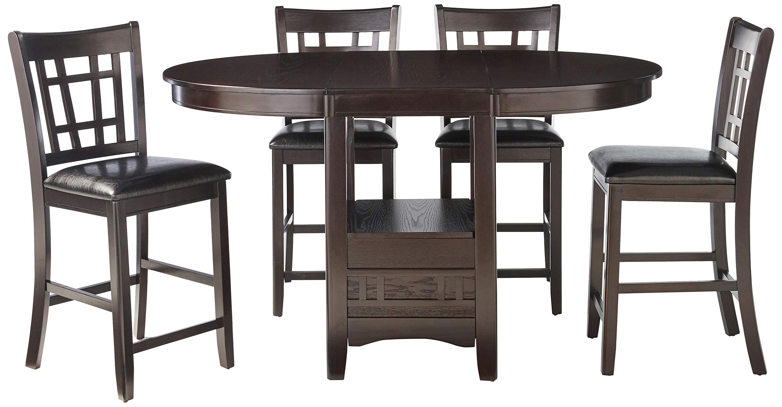 Coaster Furniture Lavon 5-Piece Storage Counter Table Dining Set Espresso And Black 102888-S5
