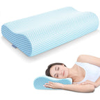 Anvo Memory Foam Pillow, Neck Contour Cervical Orthopedic Bed Pillow For Sleeping Side Back Stomach Sleeper, Ergonomic Design Fo