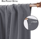 Dwcn Blackout Curtains-Tie Up Shade For Window Thermal Insulated Room Darkening Rod Pocket Curtains For Kitchen, Grey, W42 X L43