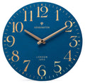 NIKKY HOME Navy Blue Wooden Wall Clock 12 Inch - Battery Operated Silent Non Ticking Clock Decor for Kitchen, Living Room, Bathr
