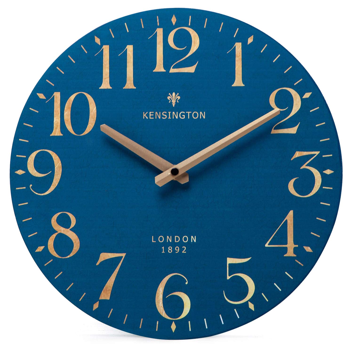 NIKKY HOME Navy Blue Wooden Wall Clock 12 Inch - Battery Operated Silent Non Ticking Clock Decor for Kitchen, Living Room, Bathr