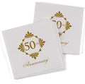 Hortense B. Hewitt Paper Anniversary Napkins 50-Count, Printed Gold 50th Flourish, 4.75-Inch (Folded)