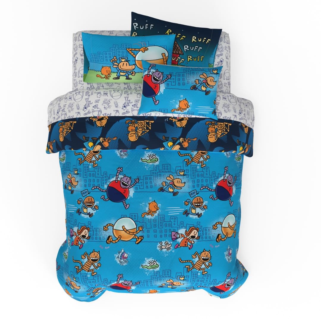 Franco Dog Man Supa Comic Kids Bedding Super Soft & Cozy Reversible Microfiber Comforter And Sheet Set With Sham, 7 Piece Full S