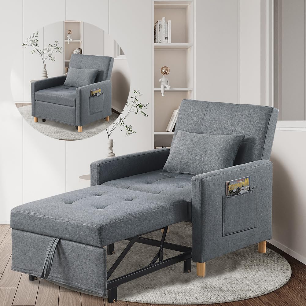 DULATIS Sleeper Chair,Convertible Sleeper Sofa Chair,Pull Out Sleeper Chair with Adjustable Backrest,Multi-Functiona Lounge Chai