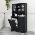OQSC Tall Tilt Out Laundry Hamper Cabinet with 2 Removable Baskets, Laundry Room Cabinets and Storage Furniture with Hidden Laun