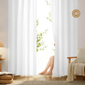 HOMEIDEAS Non-See-Through White Privacy Sheer Curtains 52 X 72 Inches Long 2 Panels Set, Fish Bone Pattern Semi Sheer Curtains L
