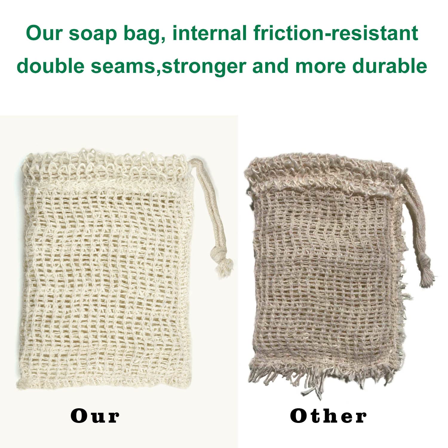 E-Know Soap Bag, 5 Pack Natural Sisal Soap Saver, Zero Waste Plastic-Free Soap Net, Foaming And Drying The Soap, Massage, Peelin