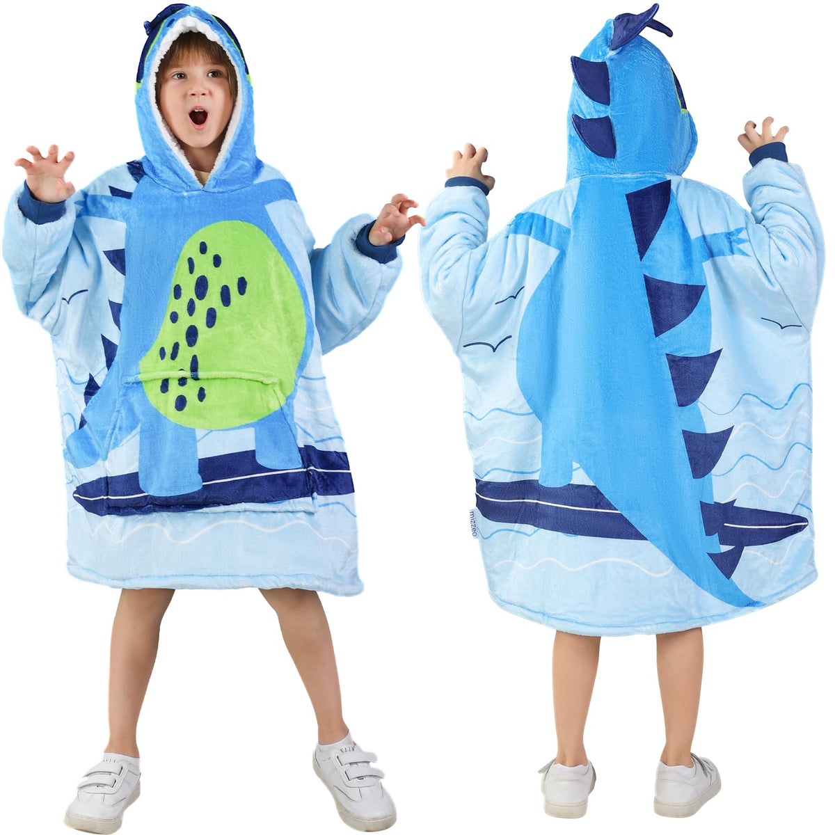 Mizzeo Kids Wearable Blanket Hoodie, Oversized Sherpa Wearable Blanket With Hood Pocket And Sleeves For Toddlers, Cute Hoodies 6