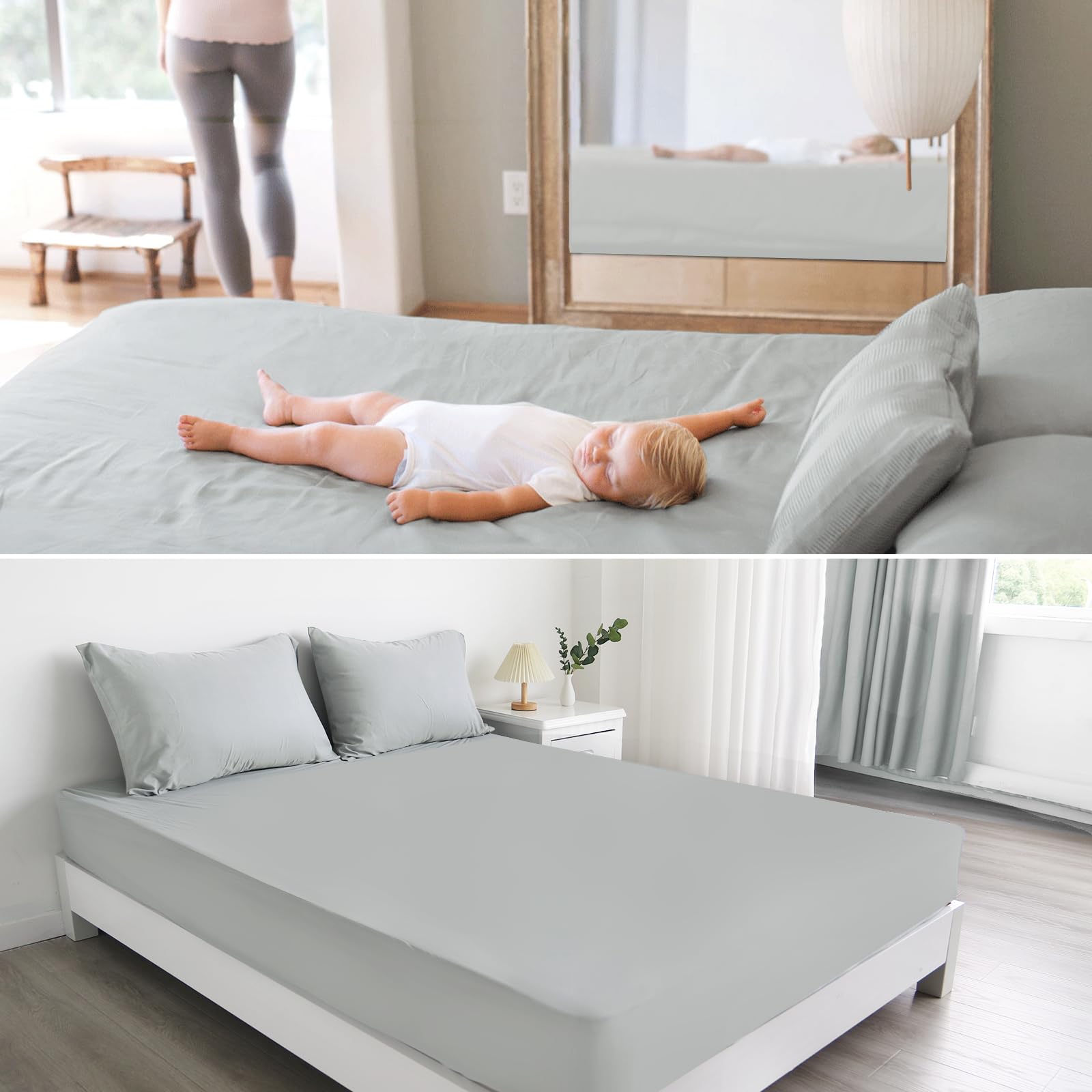 Magik & Kover Queen Mattress Protector Waterproof Cover 2 Pack, Waterproof Bed Queen Fitted Sheet Only, Machine Washable 18'' De