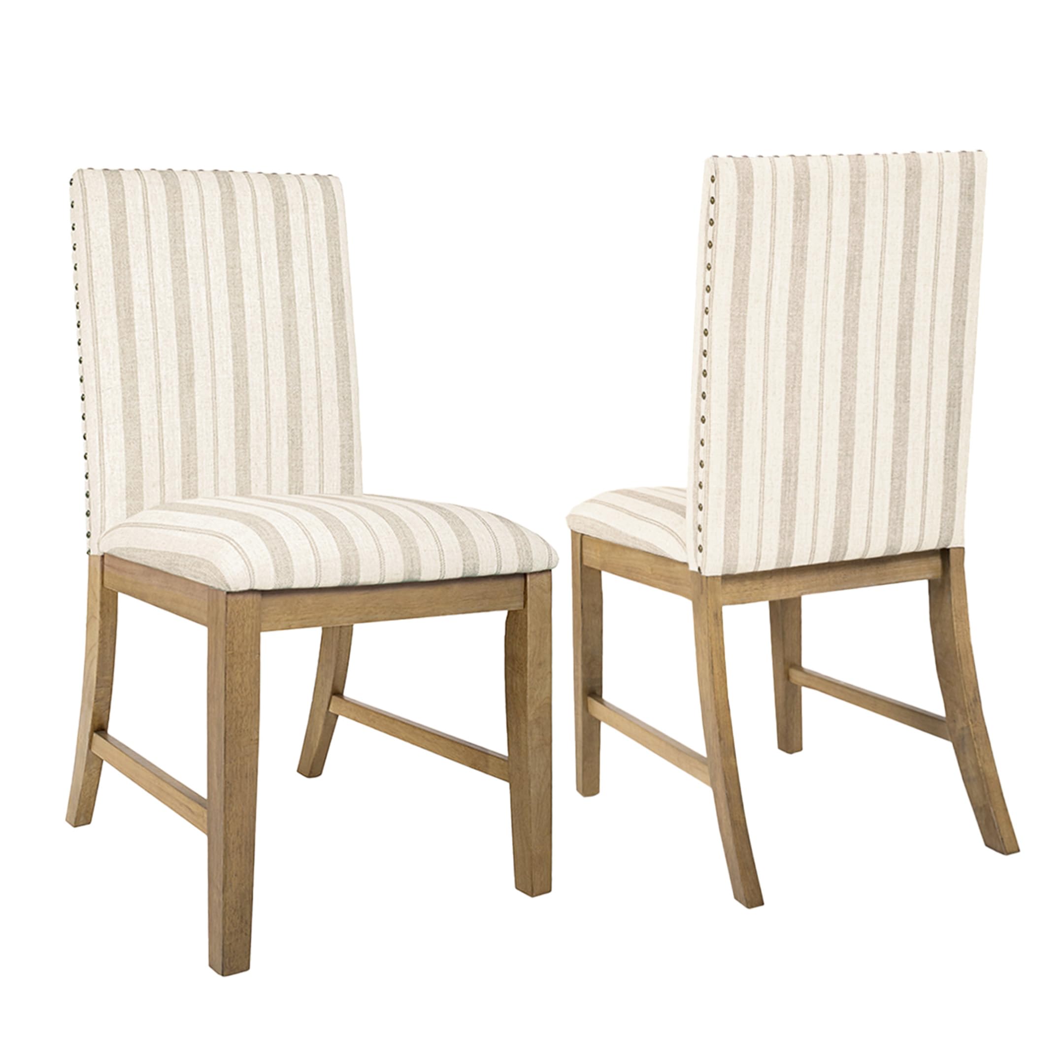 Homepop Upholstered Wood Apron Dining Chair - Taupe Stripe (Set Of 2)