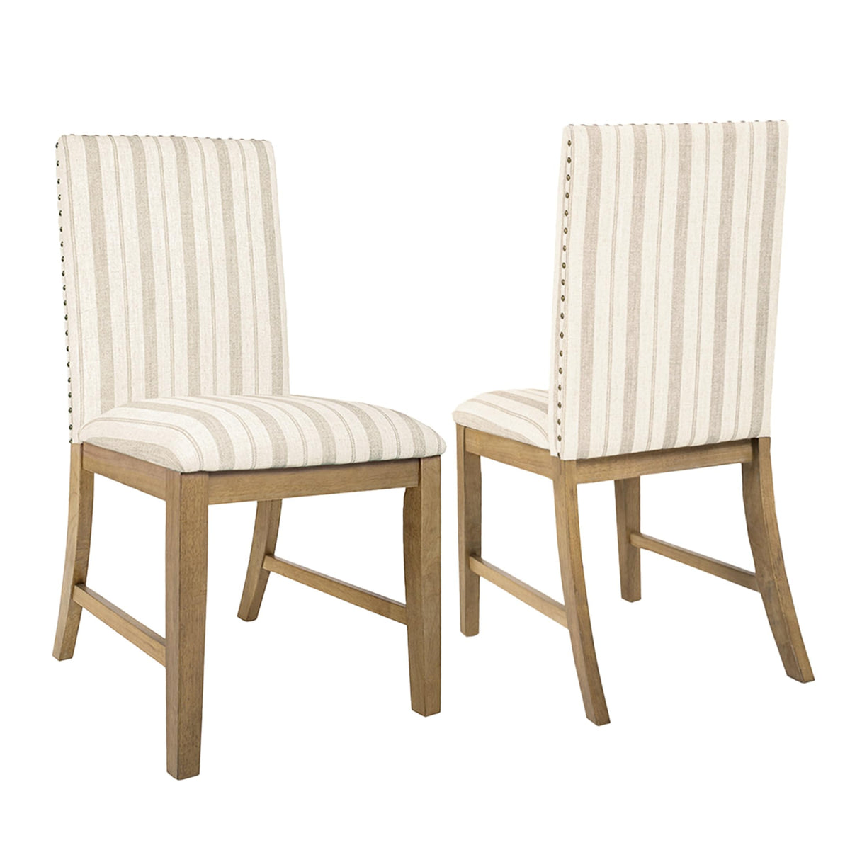 Homepop Upholstered Wood Apron Dining Chair - Taupe Stripe (Set Of 2)