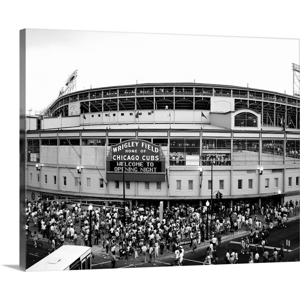 CANVAS ON DEMAND Tourists Outside a Baseball Stadium At Opening Night, Wrigley Field, Chicago Canvas Wall Art Print, Home Decor,