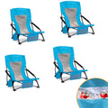 Foristrail Portable Folding Beach Chair with Cooler Bag for Adults Set of 4- Lightweight Low Back Sling Chair with Cup Holder & 