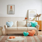 Easttree Heart Pillows, Teal Heart Shaped Pillows, Love Throw Pillows Gifts, Ultra Faux Rabbit Fur Soft Small Cute Fluffy Pillow