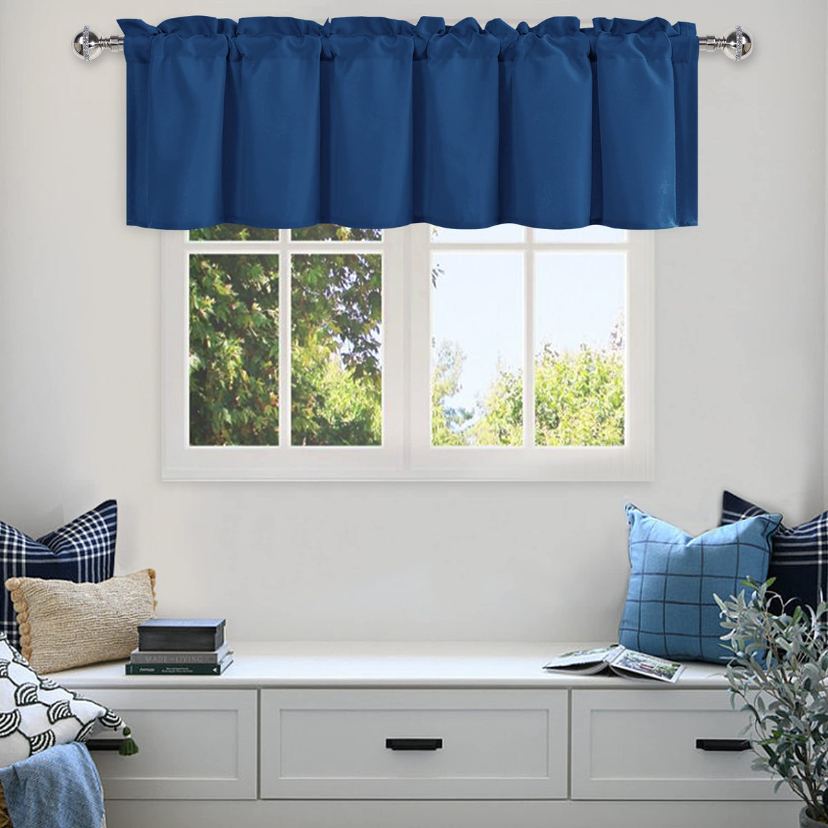 Dwcn Valance Curtain For Kitchen, Solid Short Valance Topper, Room Darkening Curtain Valance, Rod Pocket Bathroom/Basement Curta