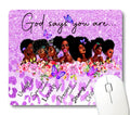 Wknoon African American Print Art God Says You Are Inspirational Quote Mouse Pad, Purple Sparkles Glitter And Leopard Painting B