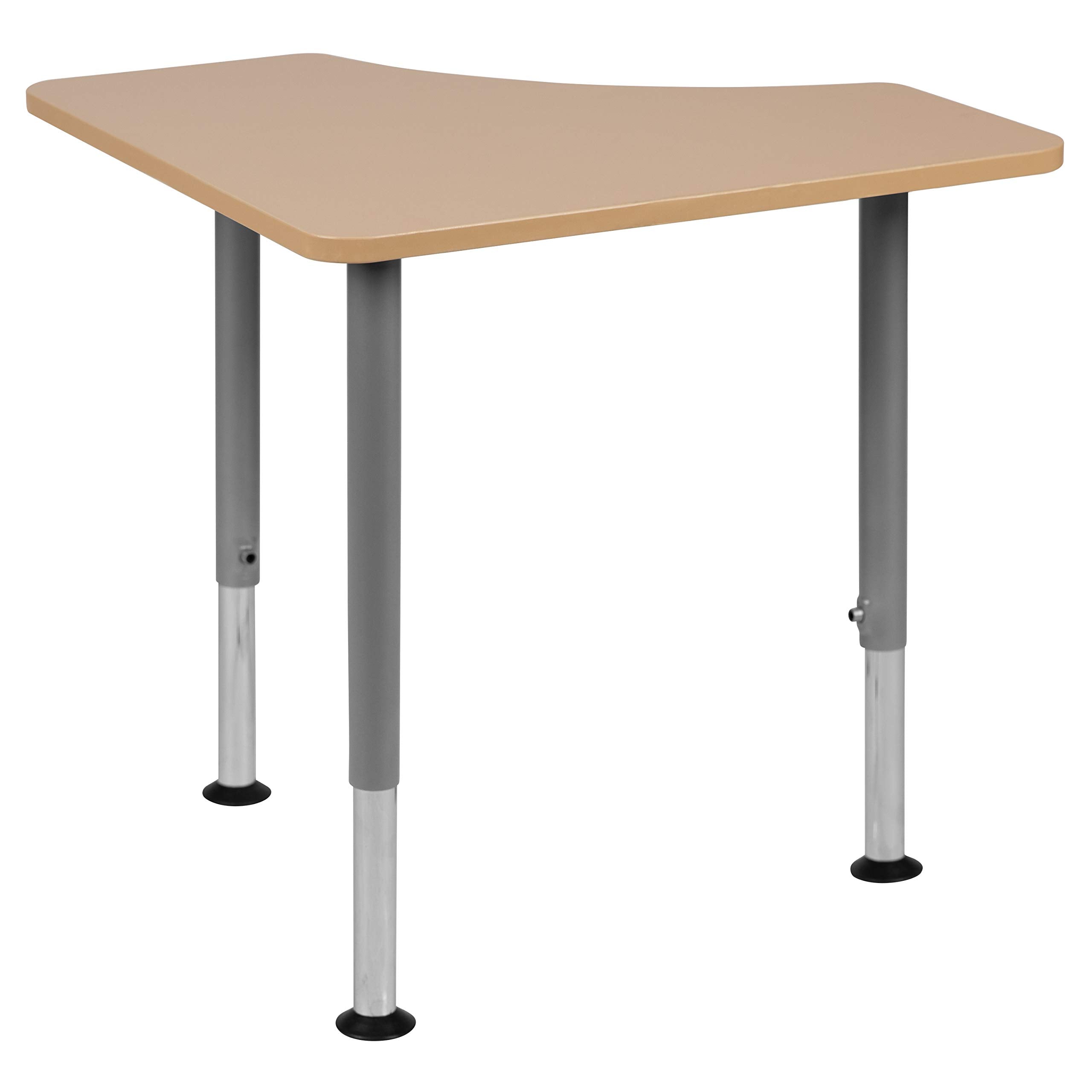 Flash Furniture Triangular Natural Collaborative Student Desk (Adjustable From 22.3&quot; To 34&quot;) - Home And Classroom