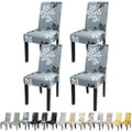 Jqinhome Pattern Chair Covers For Dining Room Set Of 4, High Stretch Removable Washable Parsons Chair Slipcover For Home Party Hotel Wedding Ceremony (Flower,4Pcs)