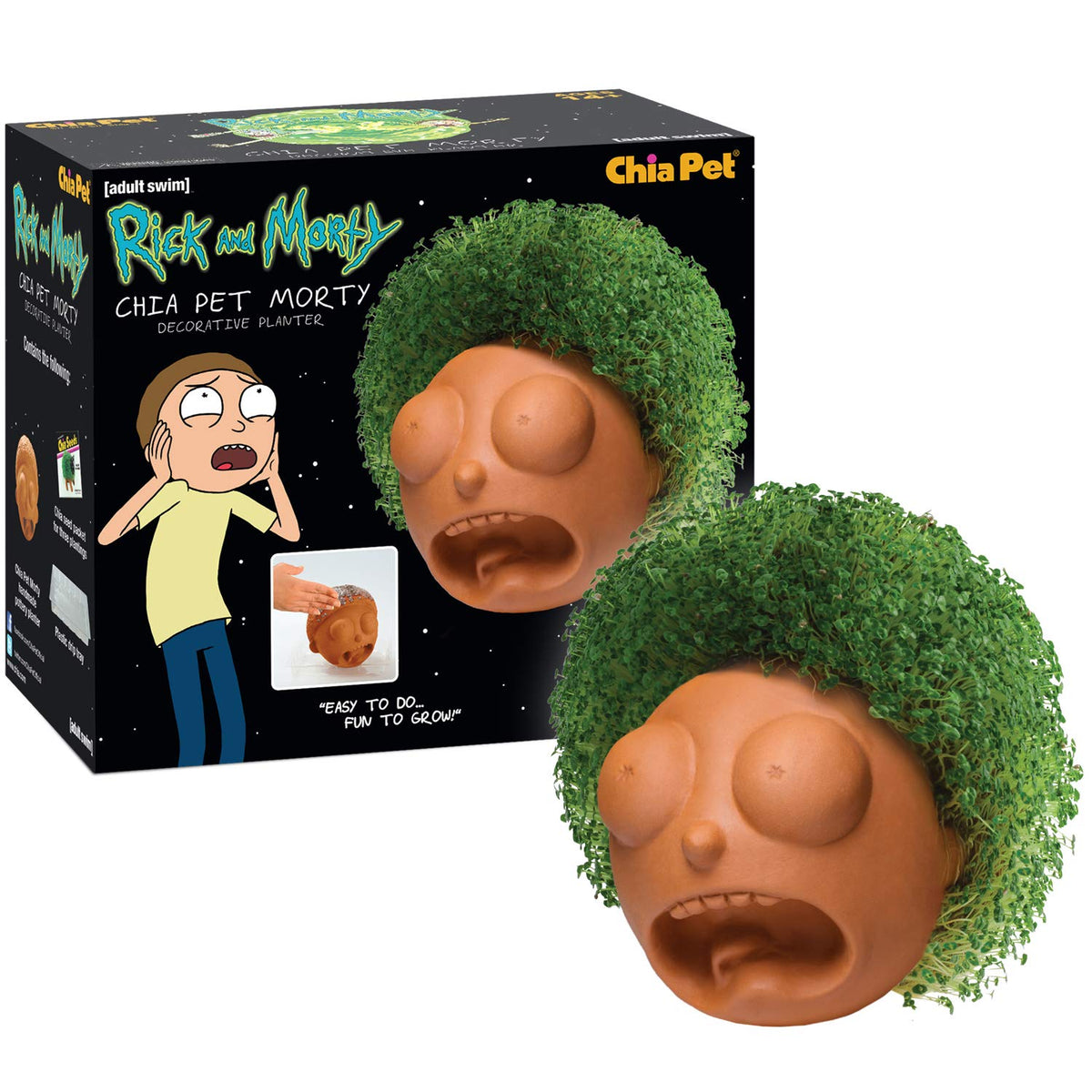 Chia Pet Rick & Morty - Morty With Seed Pack, Decorative Pottery Planter, Easy To Do And Fun To Grow, Novelty Gift, Perfect For