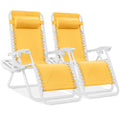 Best Choice Products Set of 2 Adjustable Steel Mesh Zero Gravity Lounge Chair Recliners w/Pillows and Cup Holder Trays - Marigol