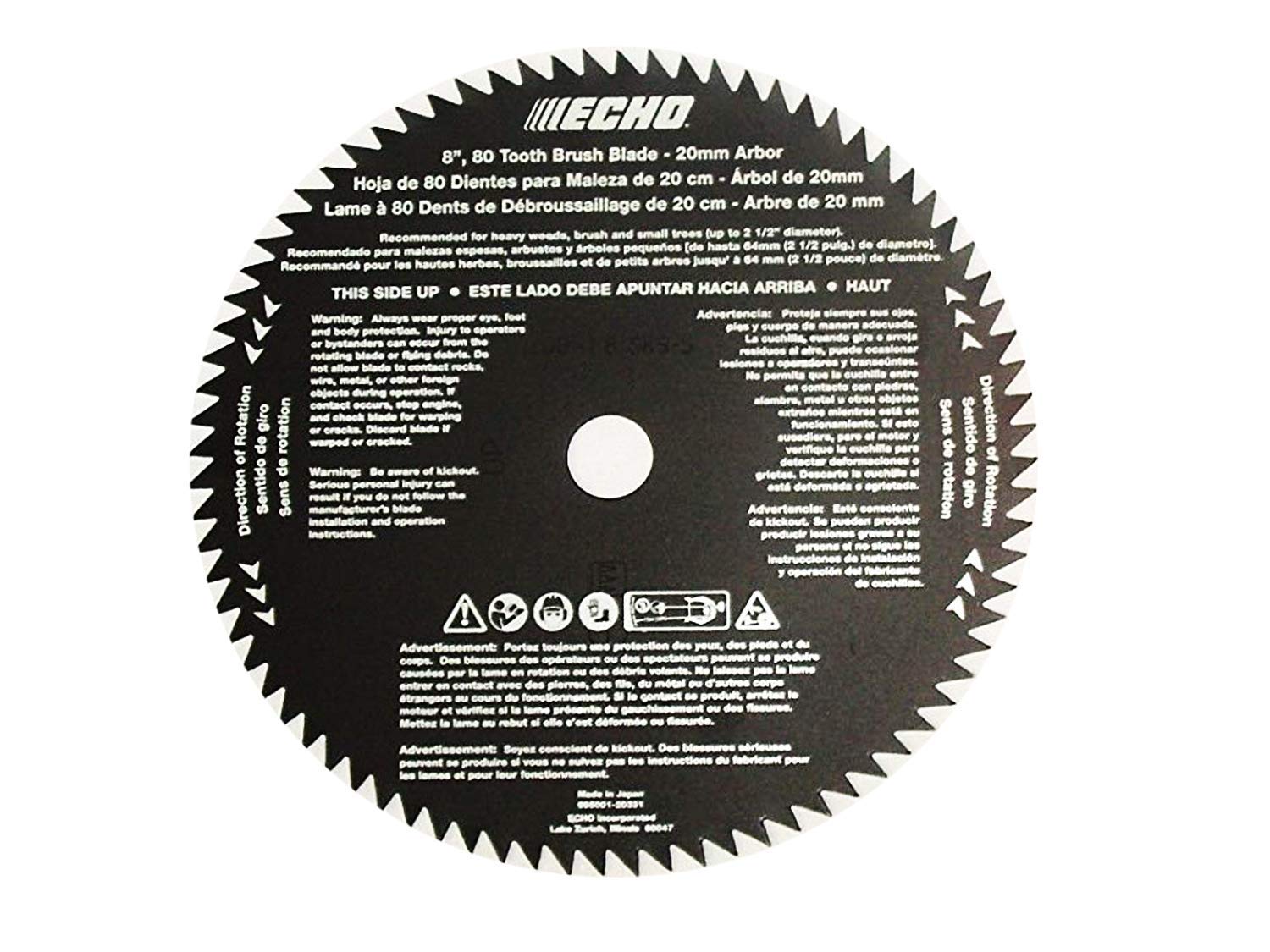 New 69500120331 Genuine Echo 8' 80 Tooth Brush Blade 20Mm Arbor Srm-210 Srm-265 + Free Ebook - Your Lawn & Lawn Care -