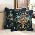 Qupace Set Of 2 Red Valentine'S Day Vintage Embroidered Throw Pillows Covers 18X18In Sofa Couch,Red Floral Embroidered Cushion C
