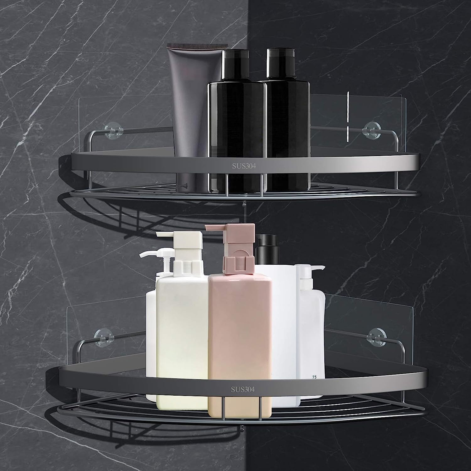 Mivvosakuki 4Pcs Shower Caddy Adhesive Replacement,Shower Shelves Adhesive Strip Pad Shower Organizer Sticker Replacement Bathro