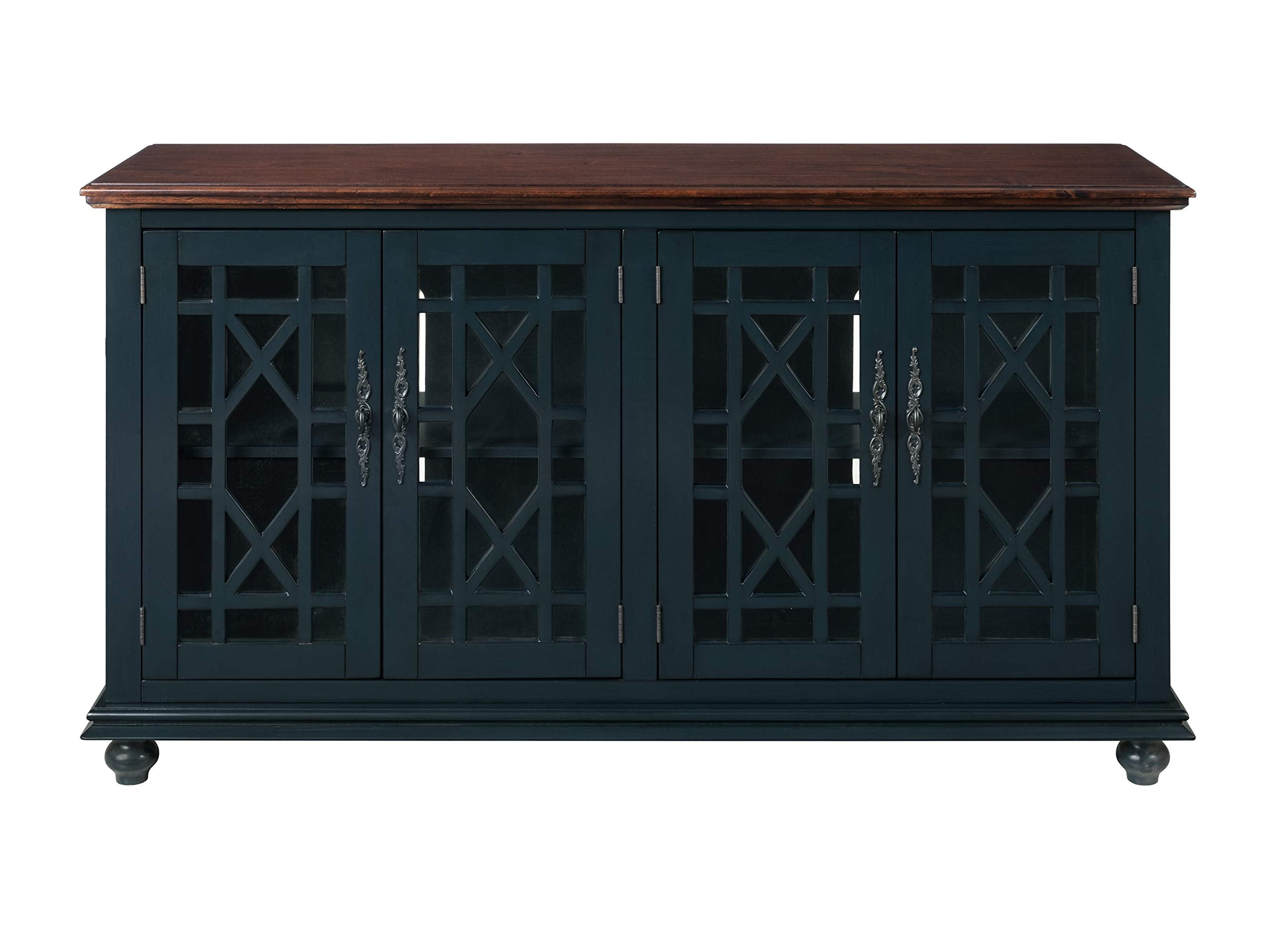 Martin Svensson Home Palisades Tv Stand, 63&quot; W X 35&quot; H, Catalina Blue With Coffee Top