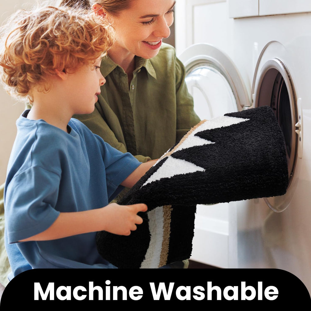 Tanvill Boho Bathroom Rugs Runner Black Aztec Bath Mat Non Slip Long Bath Rug Soft Absorbent Microfibe Large Floor Mat For Bathr