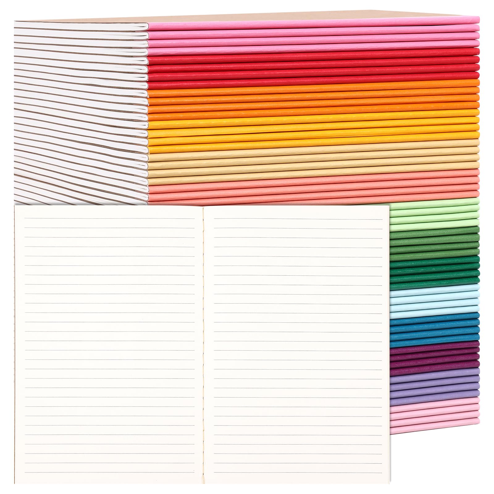 Labuk 60 Pack Notebooks Bulk, A5 Lined Journaling Notebooks Bulk, Rainbow Composition Journals, 15 Colors 60 Pages For School Of