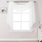 DONREN 144 Inches Long Window Scarf for Party - Luxury Soft Semi Sheer Scarf Valance for Wedding (1 Panel,White)