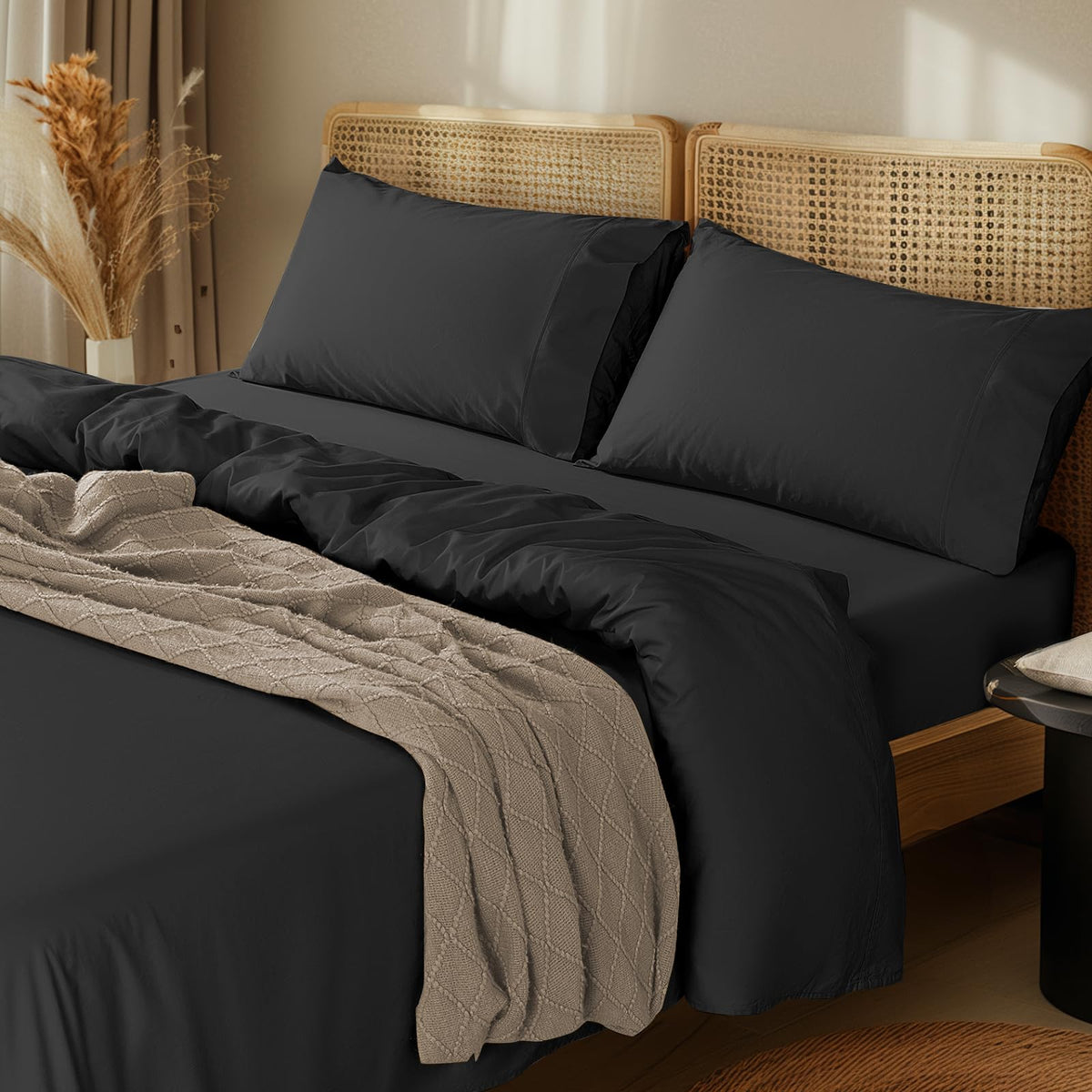 Lbro2M 1000 Thread Count 100% Cotton Sheets Set,California King Size Bed Sheet 4 Piece Sets,Long Staple,16 Inches Deep Pocket,Al