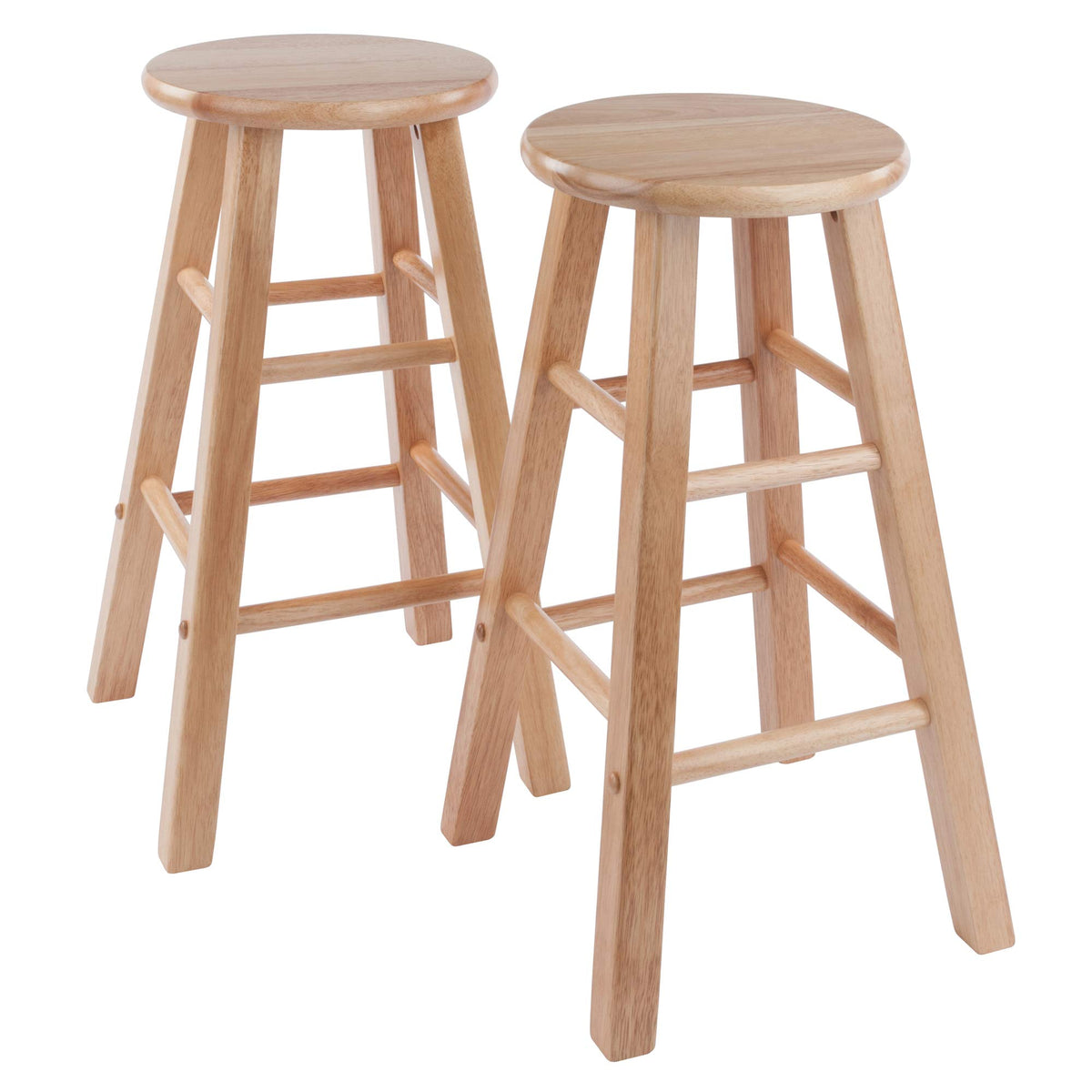 Winsome Element 2-Piece 24In Counter Stool Set, Natural Finish, Solid Wood, Modern Design