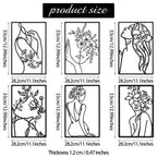 6 Pieces Black Metal Wall Decor Modern Minimalist Abstract Woman Wall Art Aesthetic Female Wall Sculpture Line Drawing Hanging A