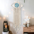 LOMOHOO Large Boho Dream Catchers Evil Eye Macrame Wall Hanging Woven Dream Catcher for Bedroom Home Dorm Room Ornament(Beige)