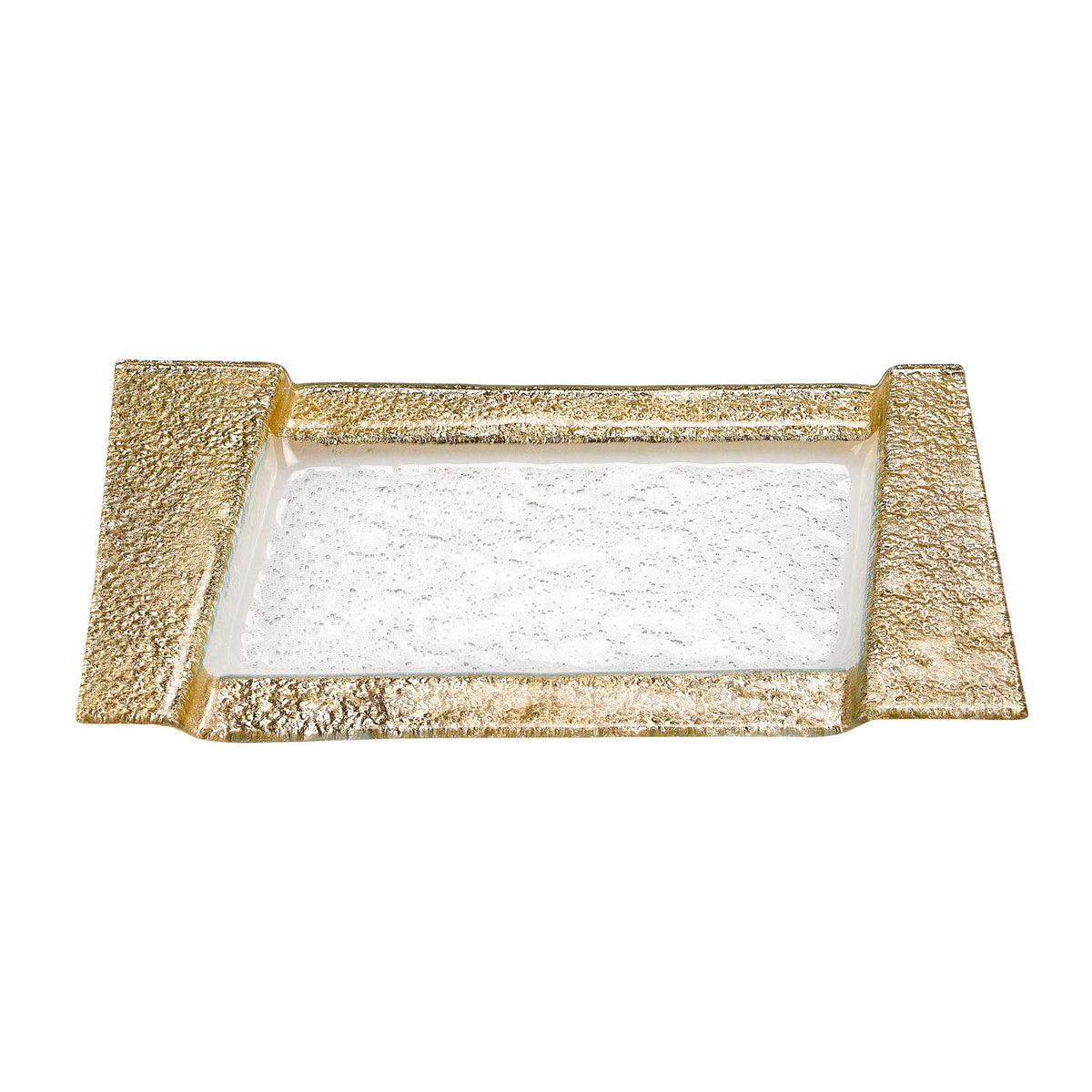 HomeRoots Glass 13' Handcrafted Gold Snack or Vanity Tray