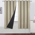 LEMOMO 100% Blackout Curtains 52 x 72 Inch/Beige Curtains 2 Panels with Black Lining Room Darkening Thermal Insulated Bedroom Cu
