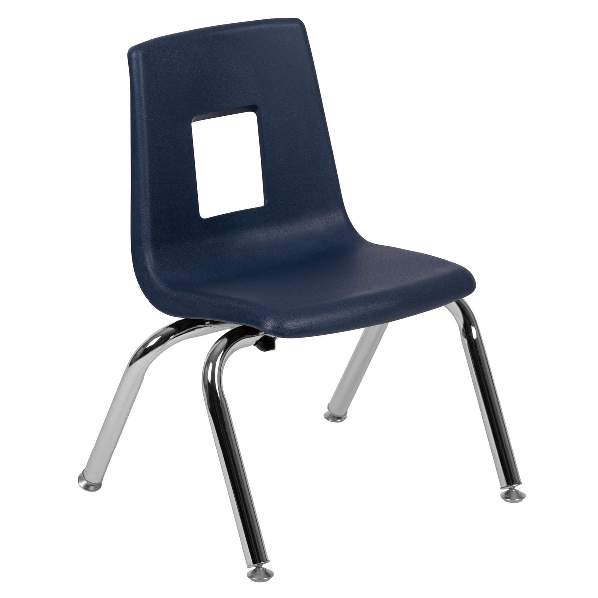 Flash Furniture 28.75&Quot; Advantage Navy Blue And Metallic Steel Student Stack School Chair